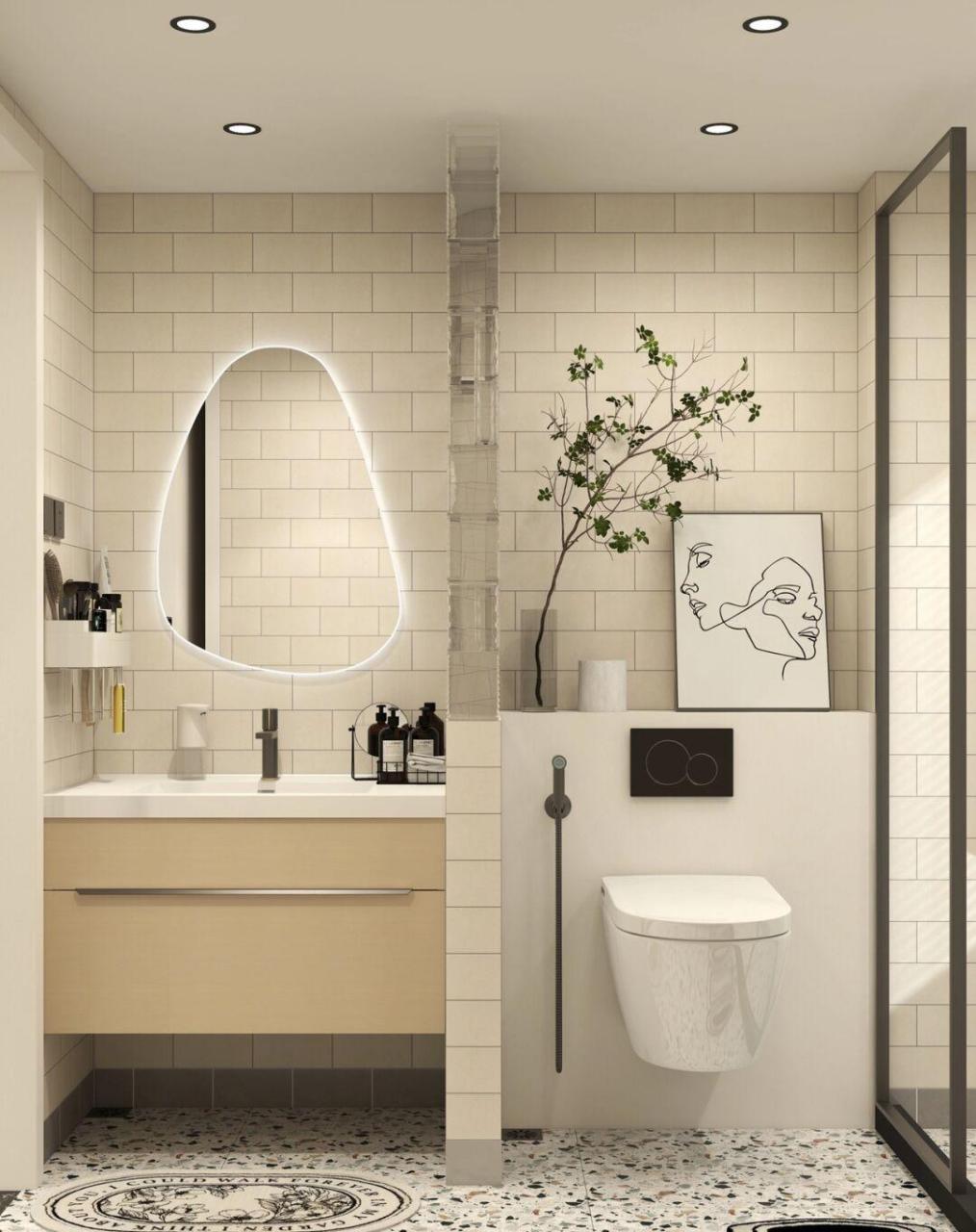 奶油系的卫生间太美了|谷仓门书架移门 [照相机]  卫生间书架谷仓门