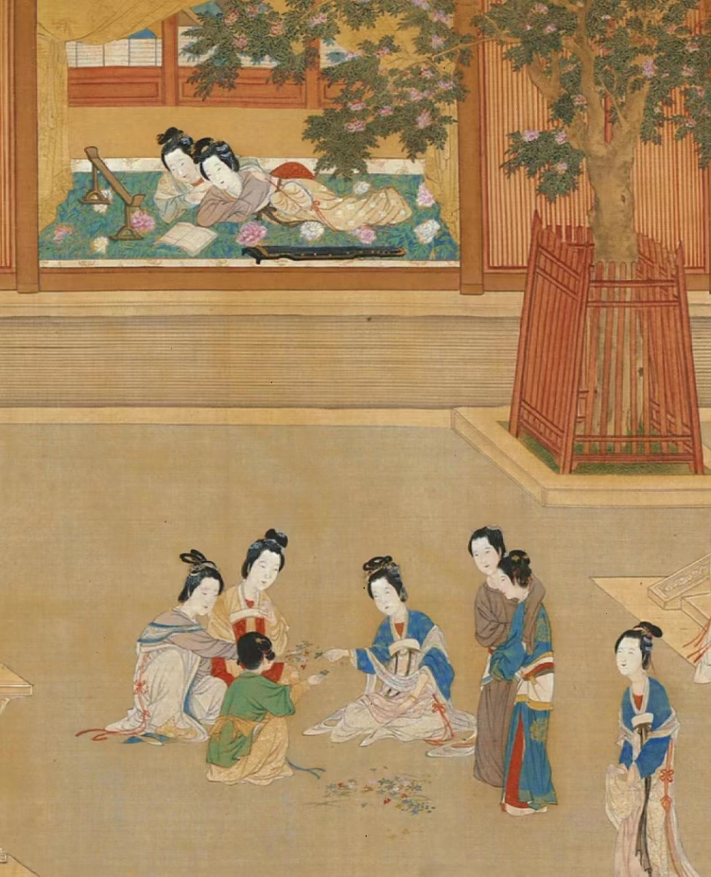 这幅人物长卷图,生动在现了汉代宫女的生活情景,在没有手机的日子里