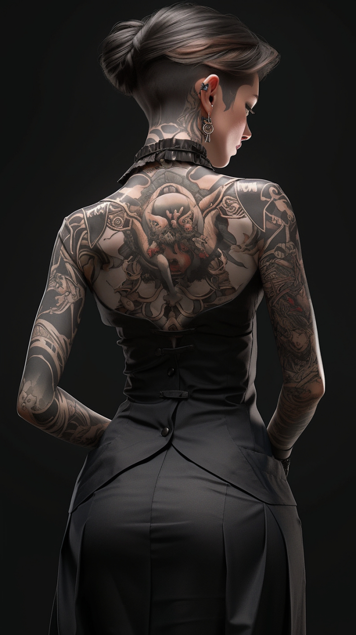 好漂亮的纹身,好美的身材,我也想要这种身材!#ai绘画# #ai美女