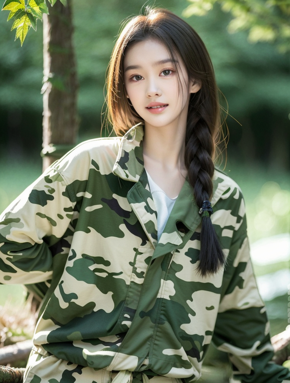 漂亮小姐姐迷彩服高清壁纸#美女# #养眼美女