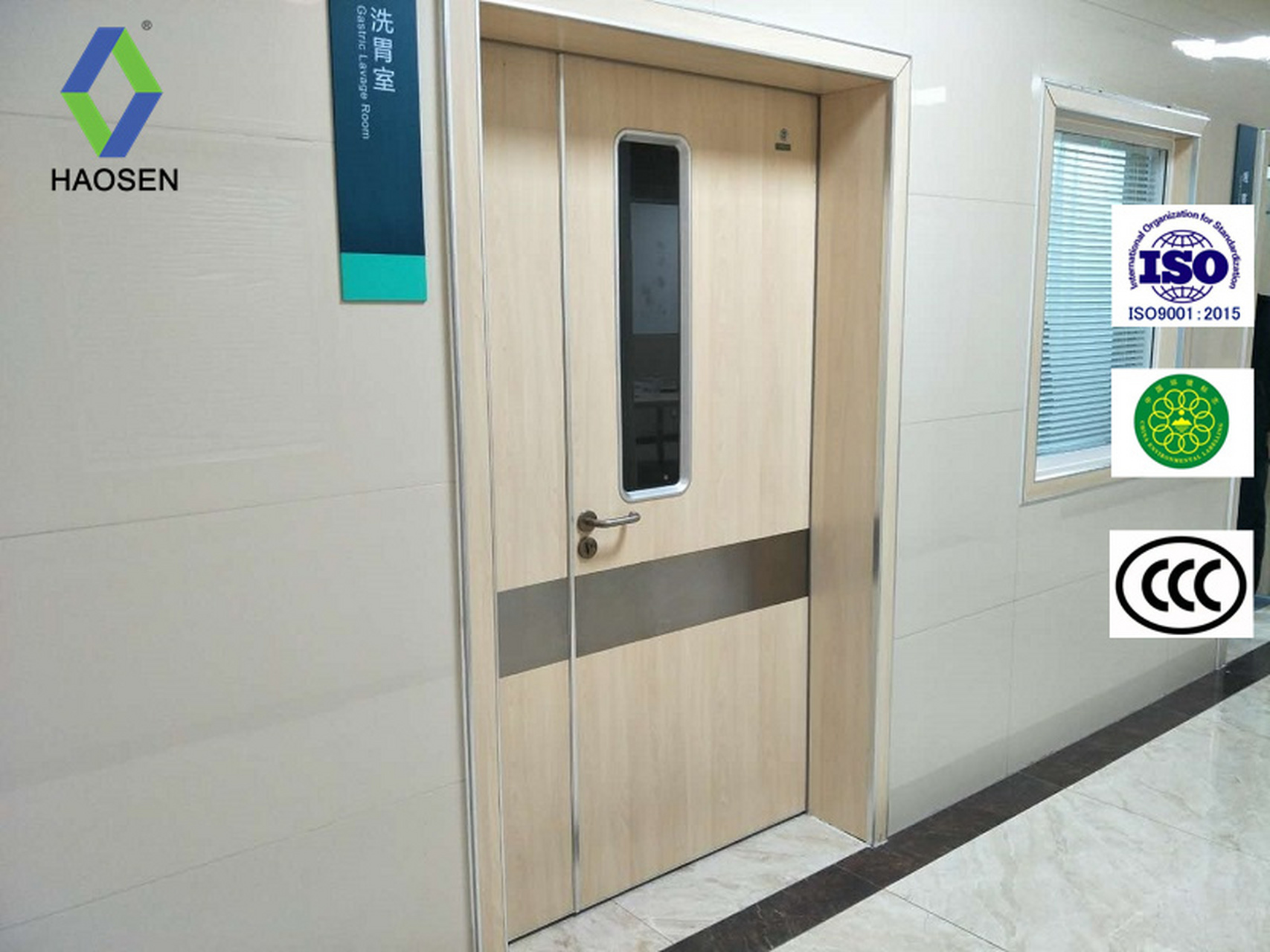 病房门可以分为主要由木材和主要由钢质制成的两种类型:  1.