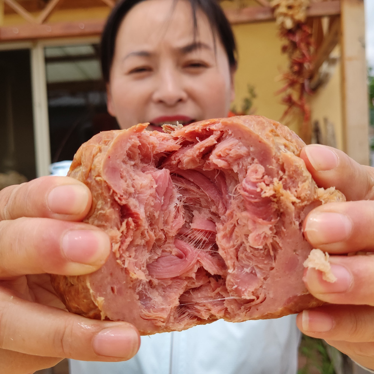 『东北翠花优选』翠花订制大火腿500克 短粗胖出锅惊艳了,口水三尺