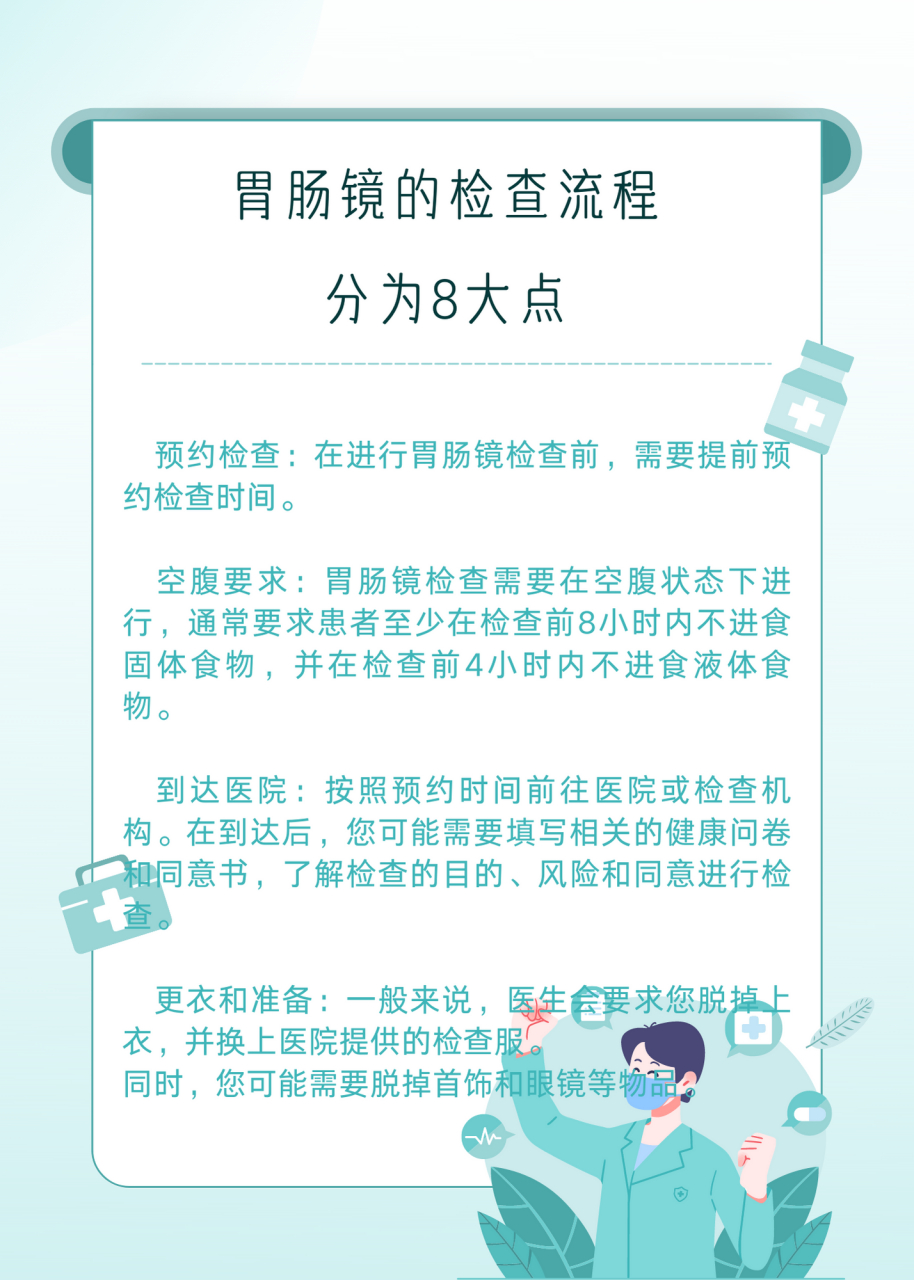 胃肠镜的检查流程  胃肠镜是一种常用的内窥镜检查,用于检查胃和肠道