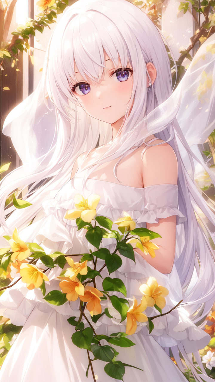 夏日清新壁纸,手捧栀子花的小女孩,有种岁月静好的感觉 #完美夏日##ai