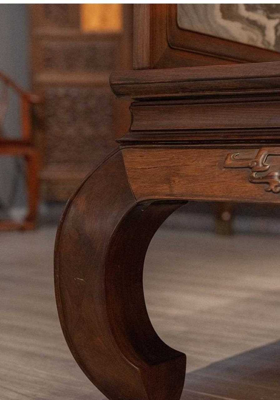 清 红木镶云石拐子纹七屏式罗汉床 尺寸:2246×1615×955 价格:226000