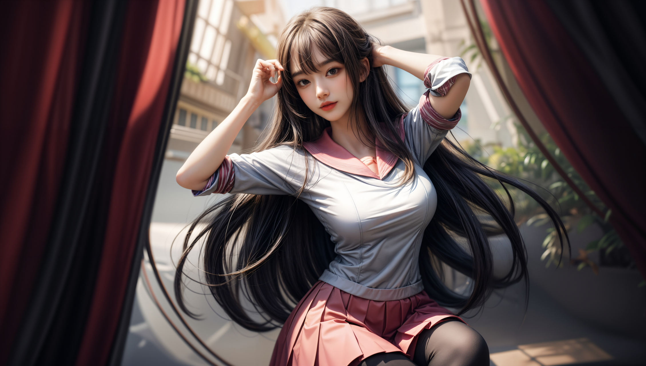 ai美女图片##ai美女写真# #ai美女壁纸# 每日ai美女秀	粉色水手服的