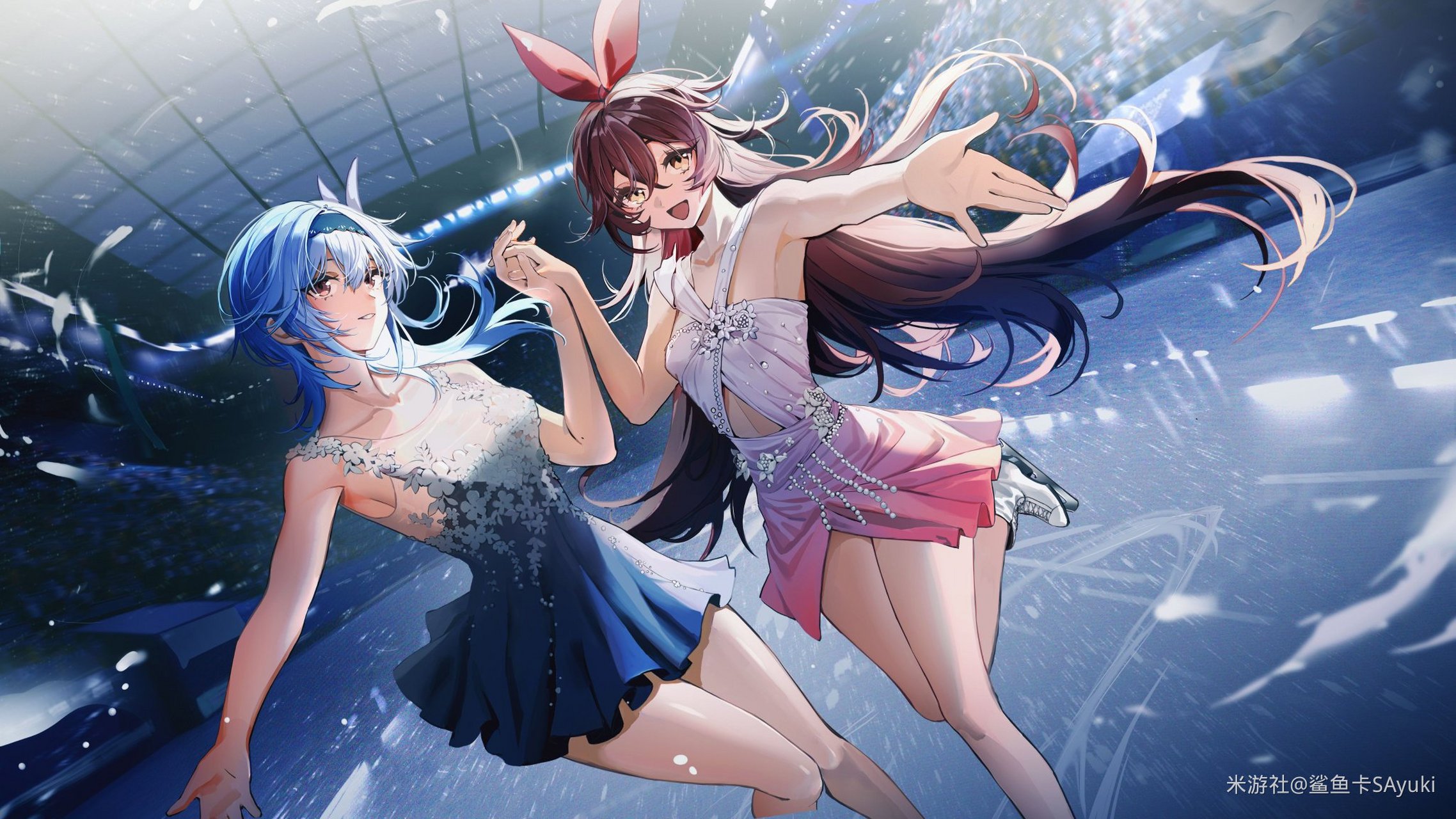 溜冰咯! 安柏和优菈 转自 米游社 鲨鱼卡sayuki