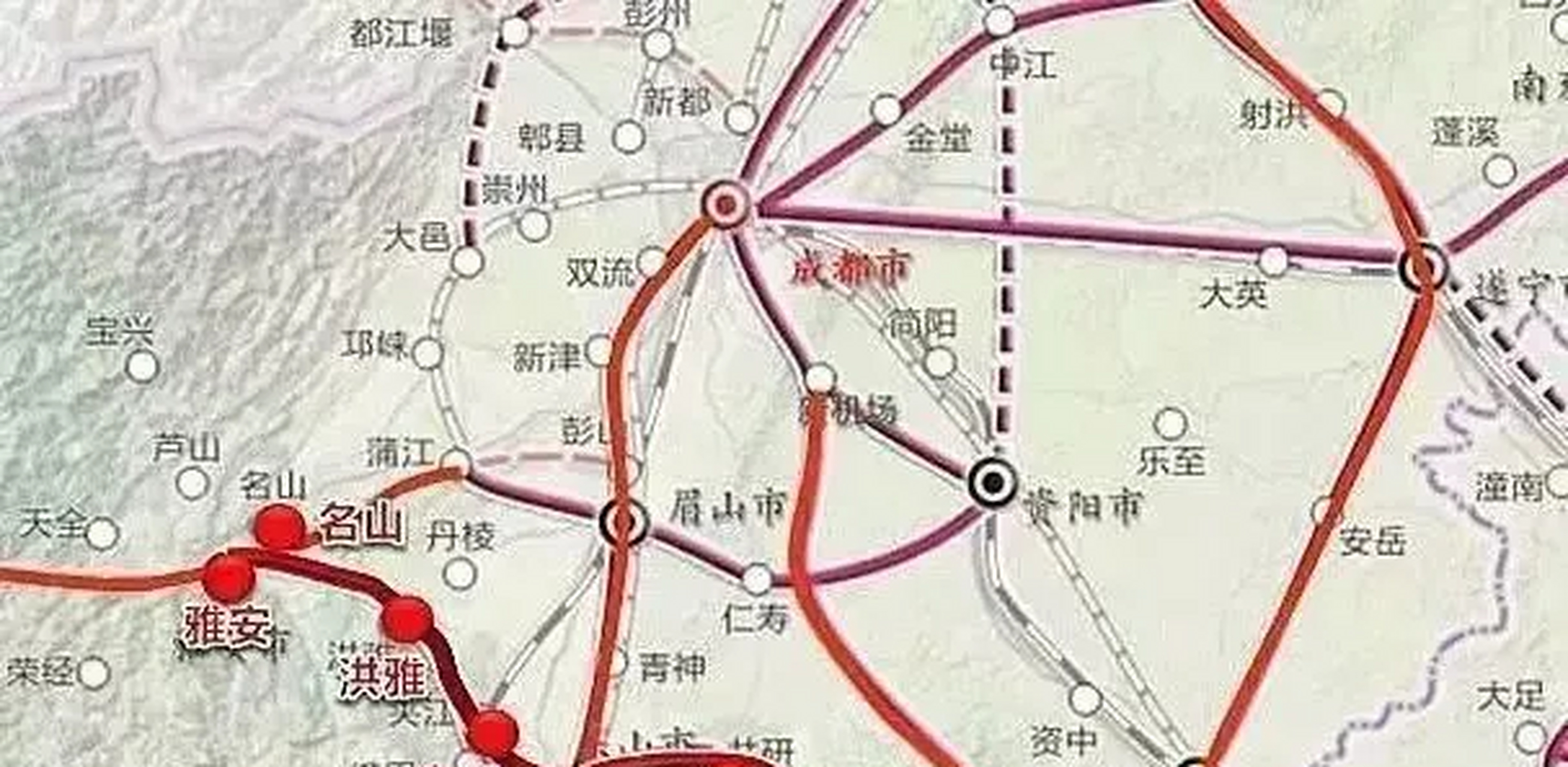 这就是雅眉乐自城际铁路,这条高铁线全长为241公里左右,今年计划开工
