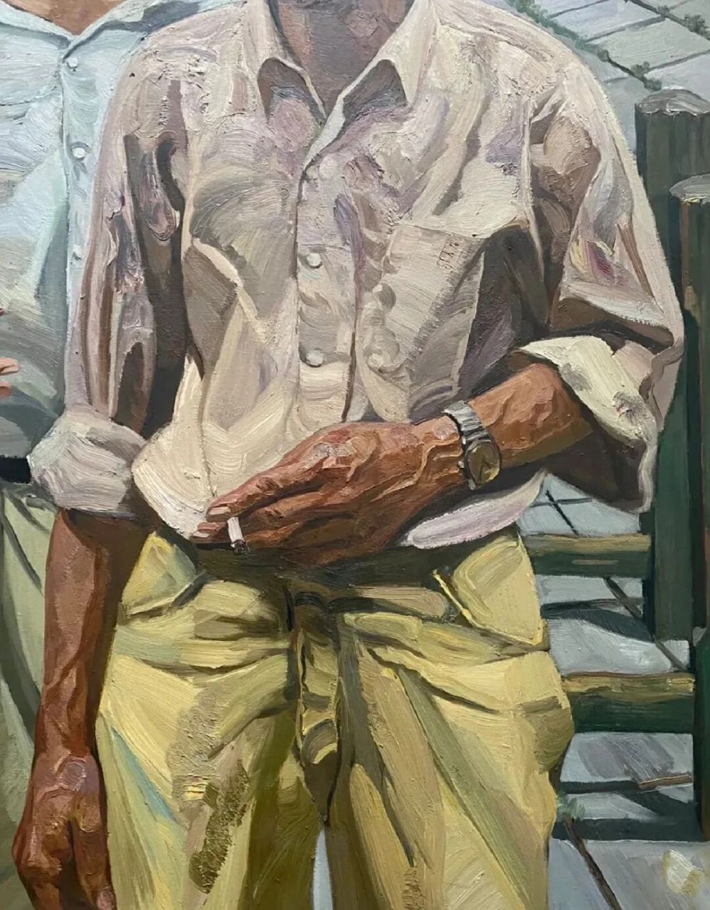 刘小东 油画作品《父与子》