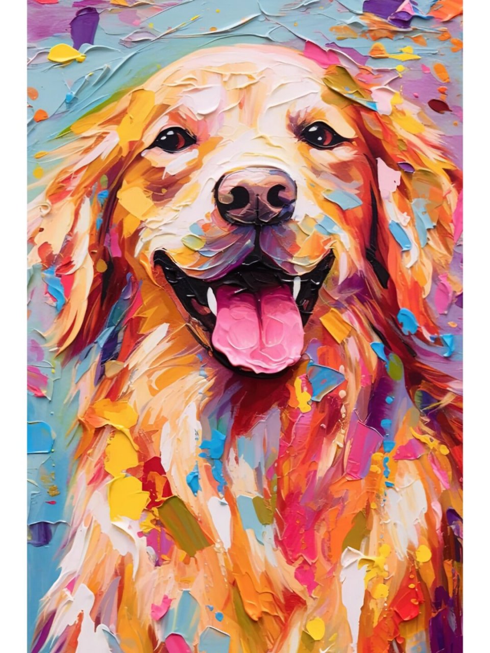 水粉画金毛  这是一只快乐的金毛犬,性格非常温顺和体贴.