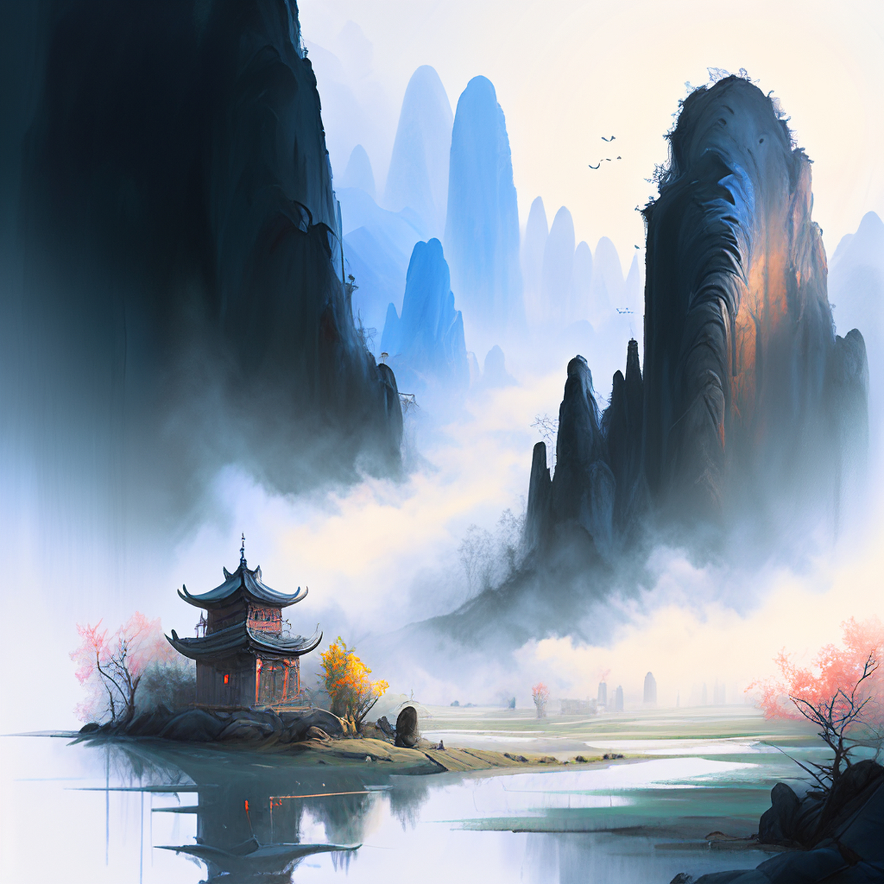 百度ai绘图黑科技#壁纸,微视图,古风绘画,中国风,描绘古诗词,古典美.