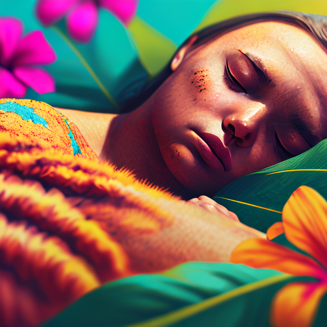 百度ai绘图黑科技#丰富的特写镜头,彩色背景,希夷一睡一月,惜哉肘后