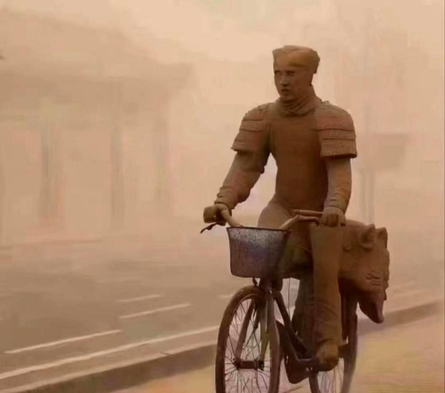 内蒙古的沙尘暴太严重了,我甚至以为兵马俑都会被吹走了.