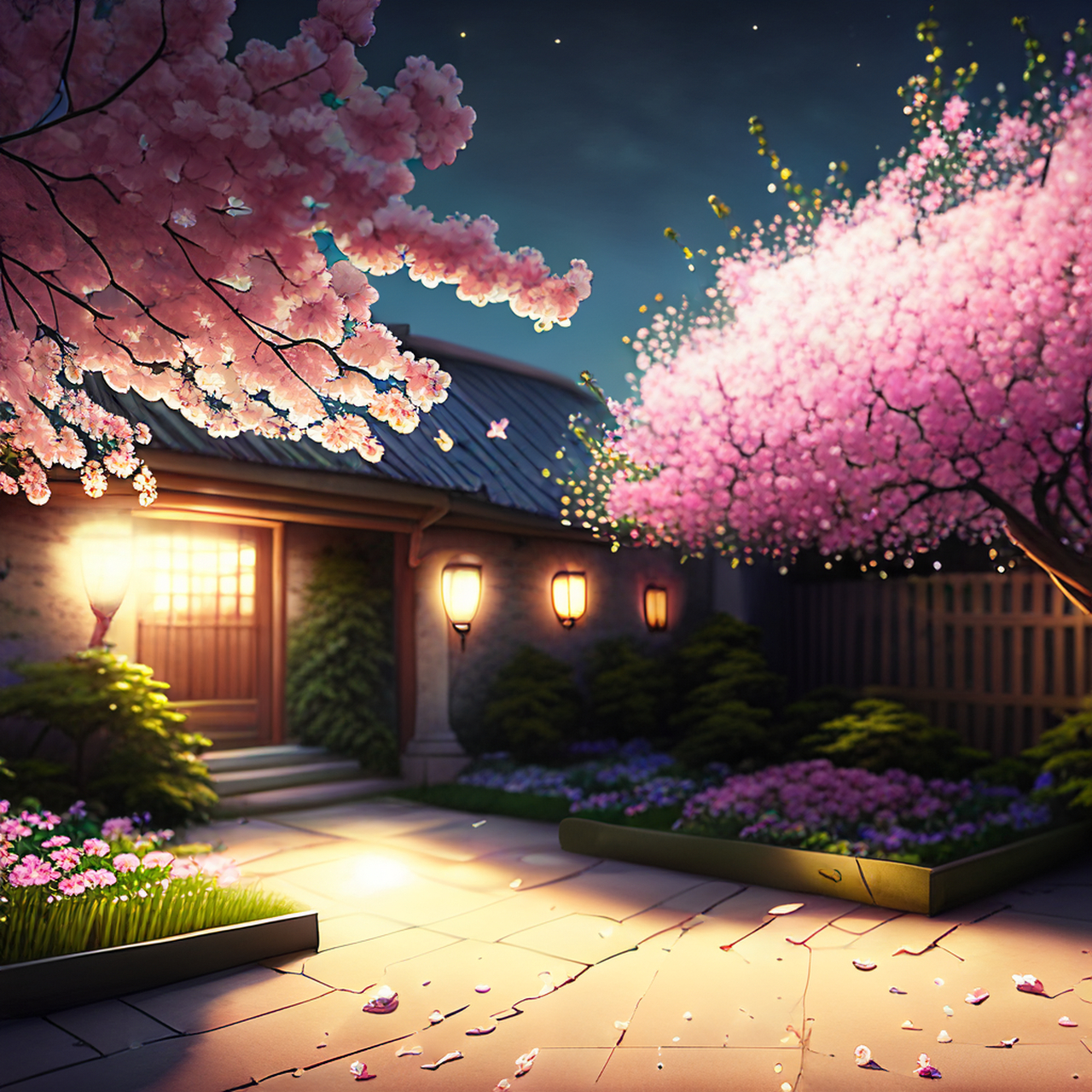 好竞春光醉良夜,即今庭院已飞花.写实,艺术,闲适#百度ai绘图黑科技