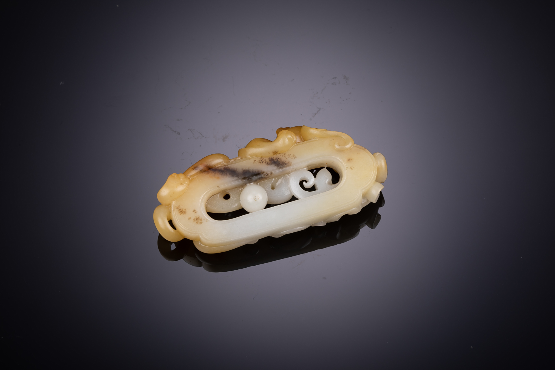 【精品级仿古玉雕】新疆和田玉籽料 黄沁螭龙玉牌 挂件 苏工黄沁镂空