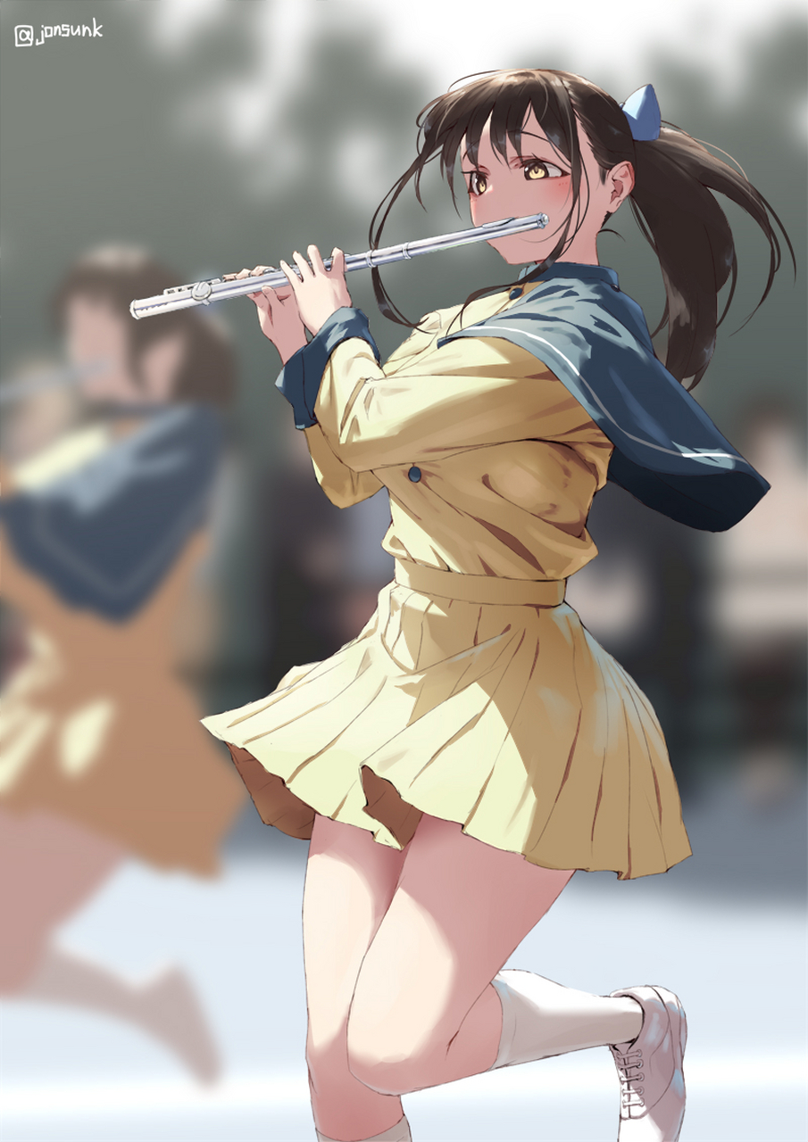 吹长笛的女生看起来很优雅! 画师:jonsun
