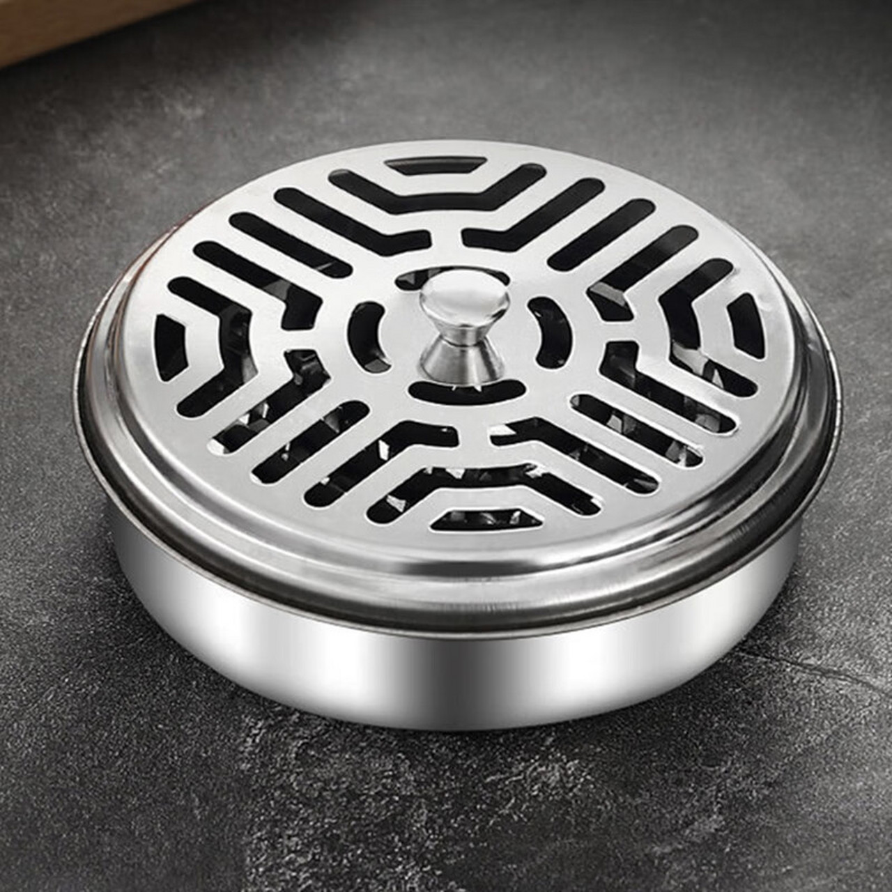 品喻(pinyu)不锈钢蚊香盘托盘支架家用带盖接灰盘防火防烫创意香炉