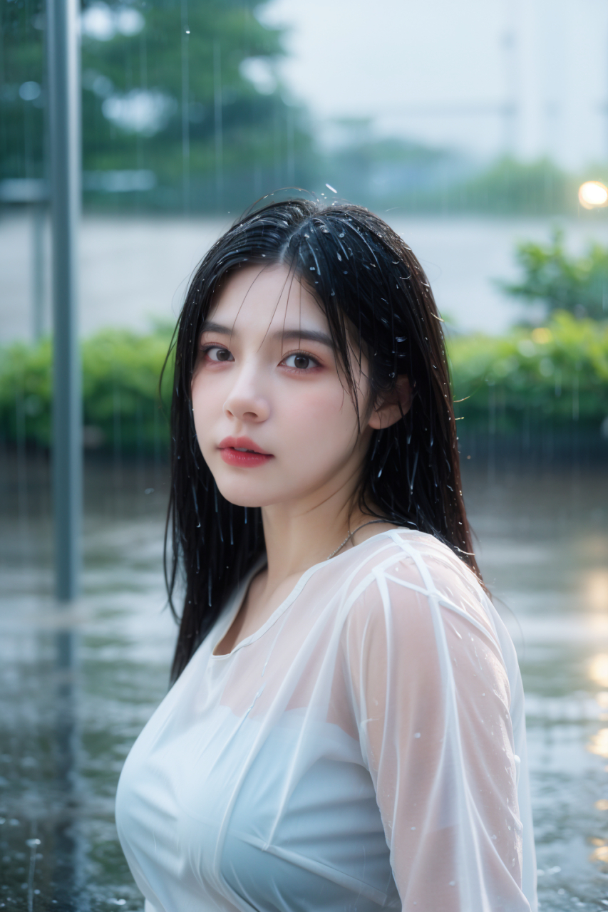 下雨天,淋雨,现代,美女 #ai美女