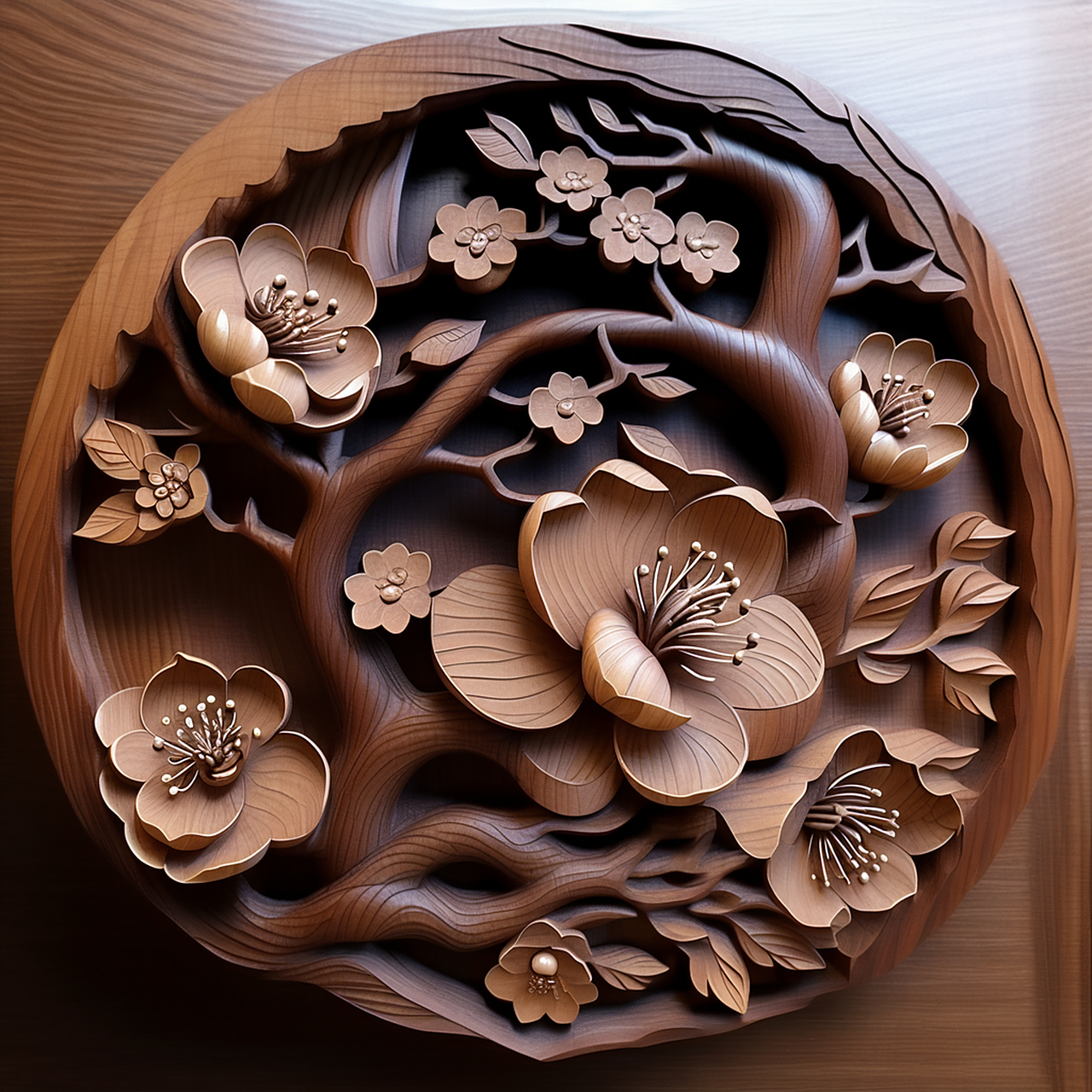 动态30天打卡挑战# ai画作:梅花木雕 #文心一格ai绘画