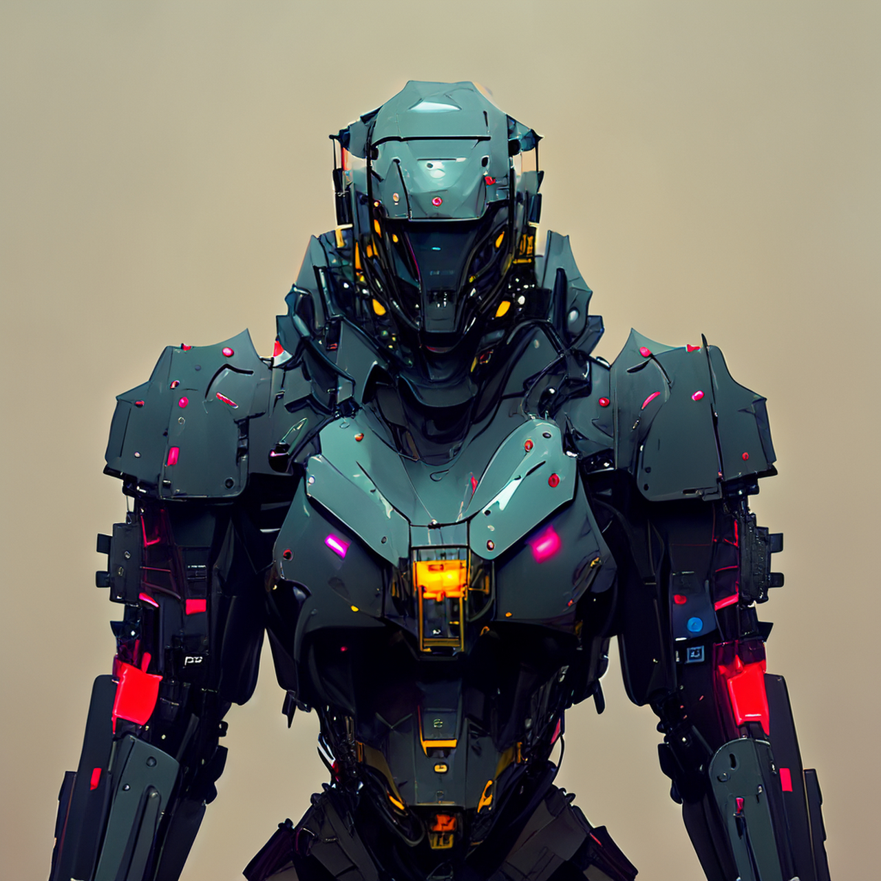 #百度ai绘图黑科技#赛博朋克机甲战士ai画的如何?