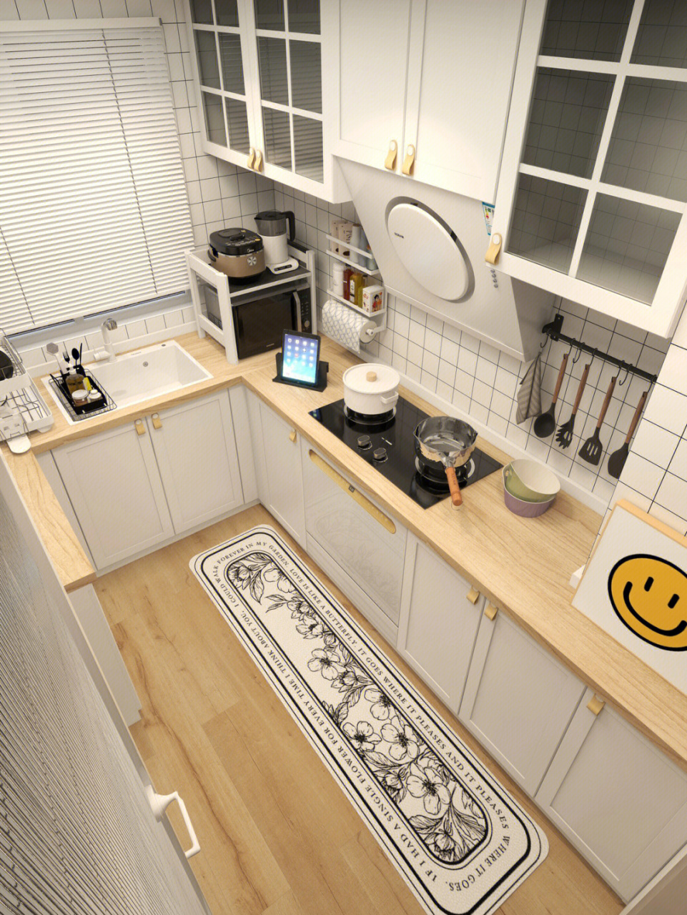 [浮云]厨房是"长条形"格局,橱柜深度缩短5公分,刚好做l型布局.