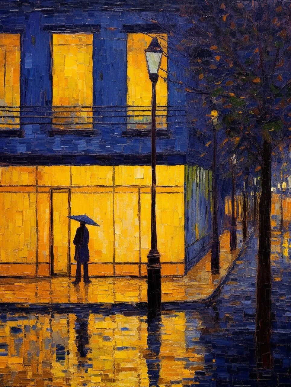 城市的孤独 雨夜,街角的咖啡店安静而舒适,稀疏的路人匆匆而过,留下了