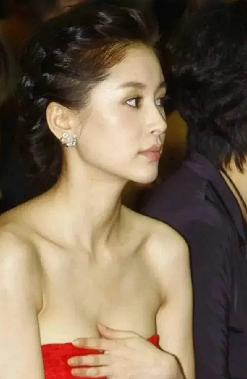 早年间的王子文,参加一场活动时身穿一件红色低胸晚礼裙的照片,浑身