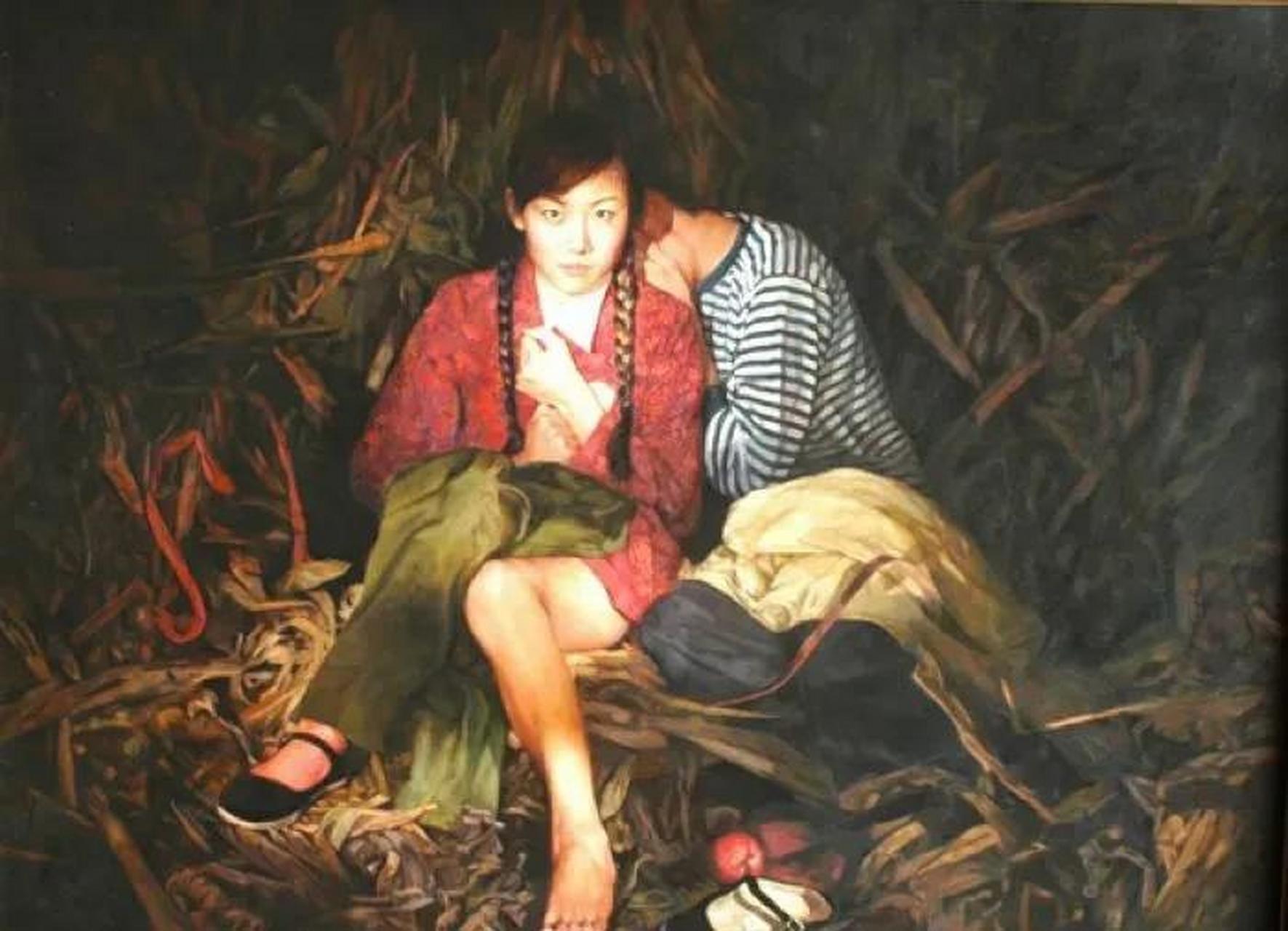 王国斌画的反映知青下乡时期的油画,代表作《我的前夫》