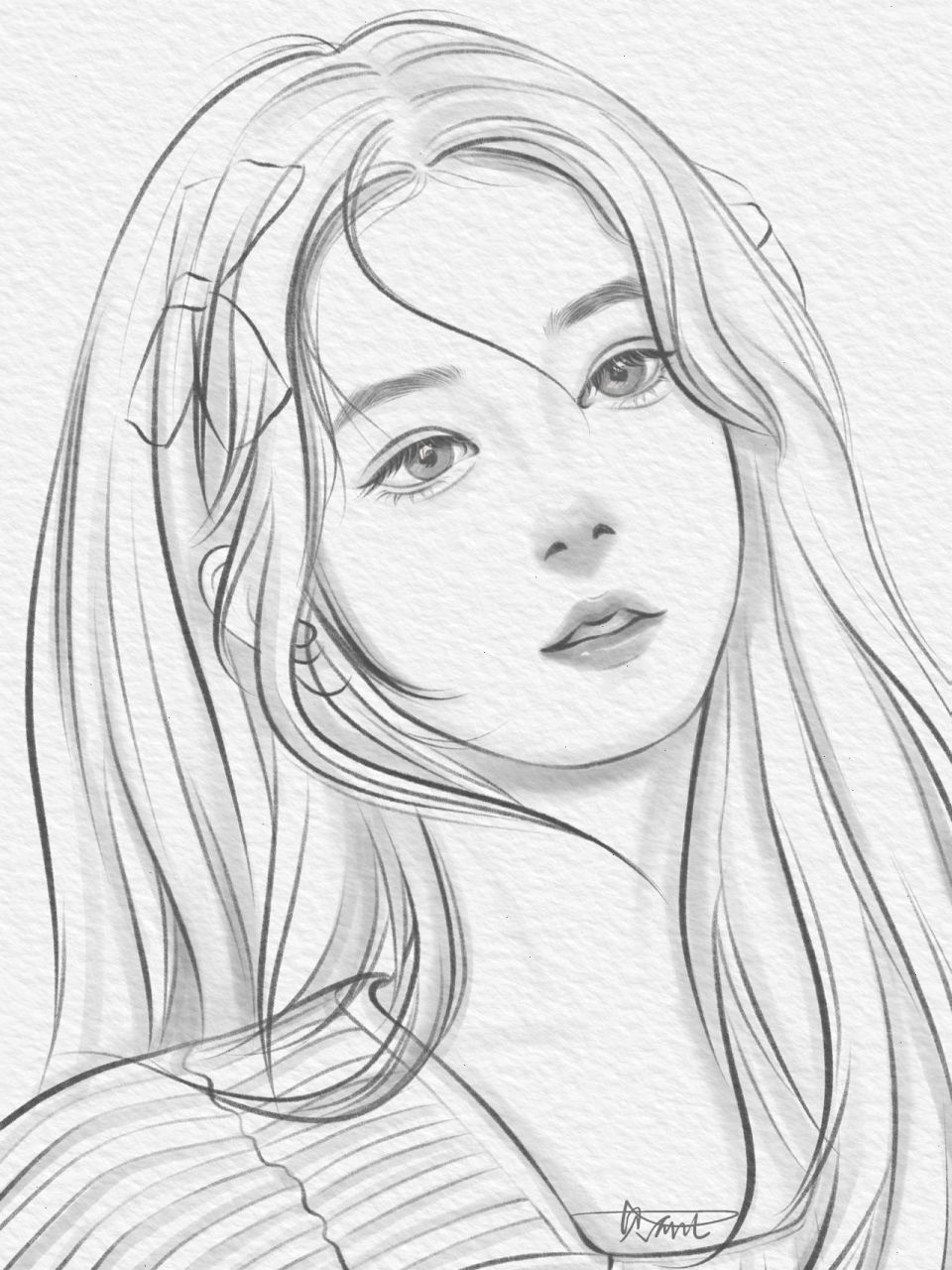 线稿练习 明星手绘分享 金智秀可太好看了,这五官绝绝子呀,我个人角度