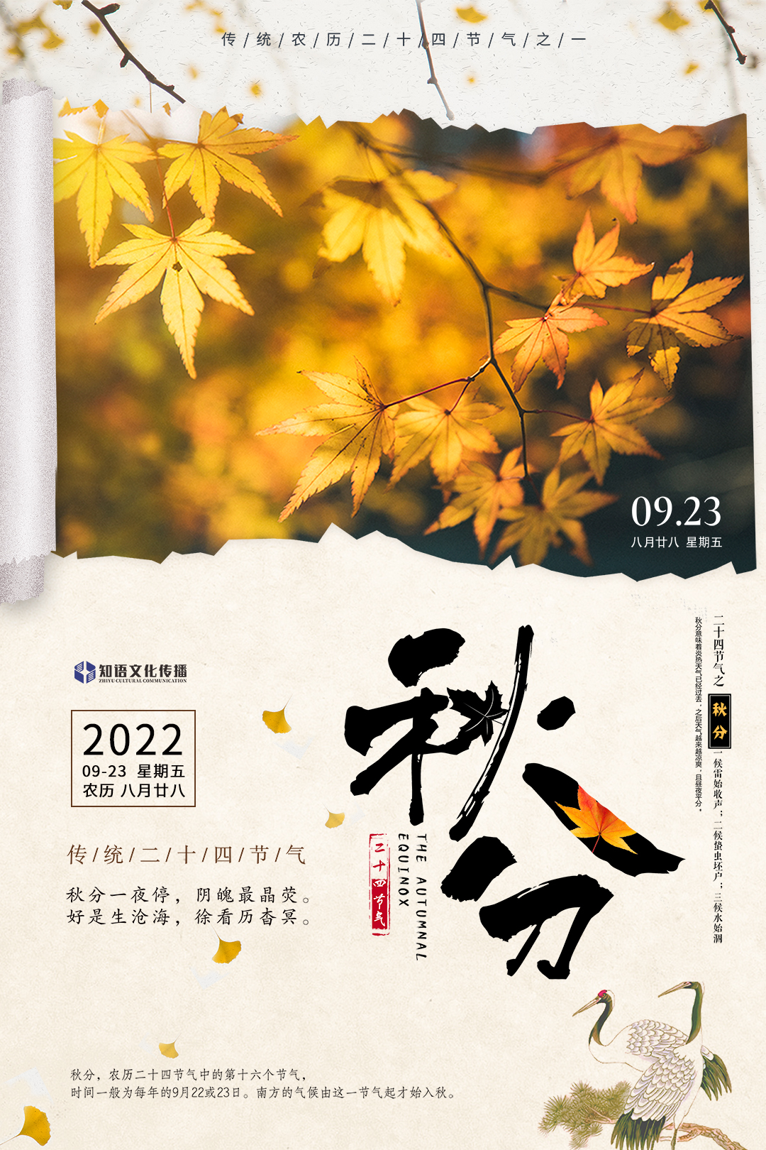 秋分的英文是autumn / fall equinoxequinox 来自拉丁语 aequinotii