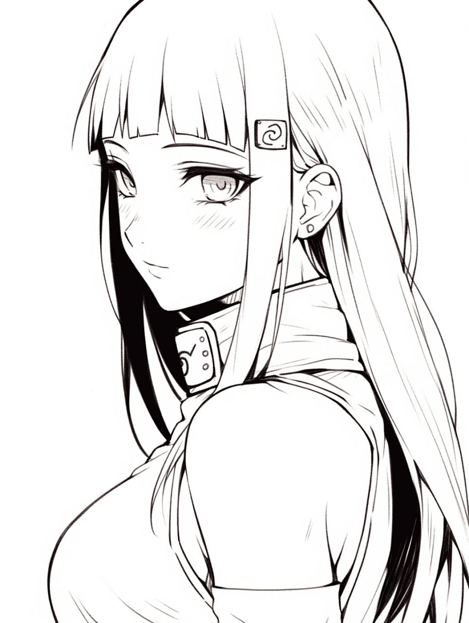 【日向雏田】线稿可临摹可涂色  很抱歉,我无法直接为您生成日向雏田