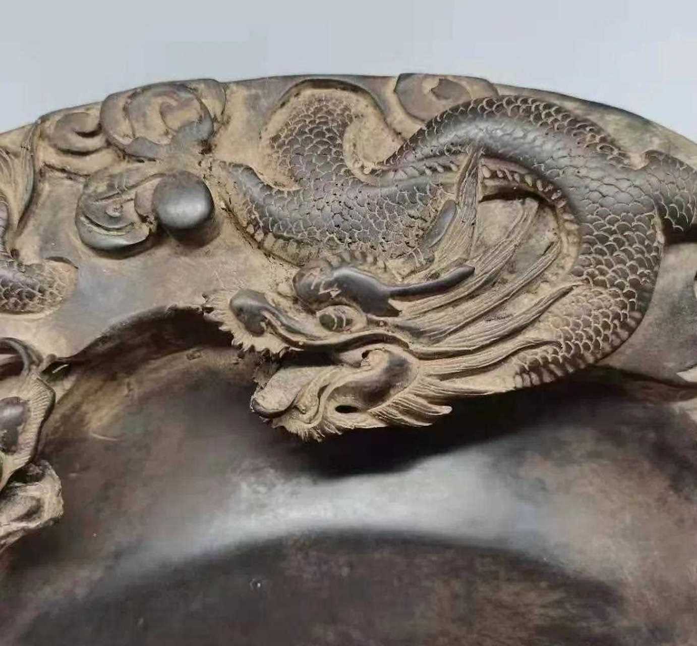 旧藏端砚  四龙戏珠[抓狂] 尺寸:28*23*4cm[衰]