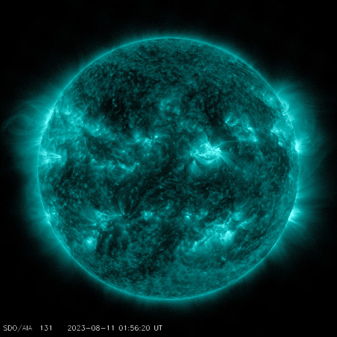 这是北京时间8月11日早上9时59分的太阳不同波长实时图像,由美国宇航