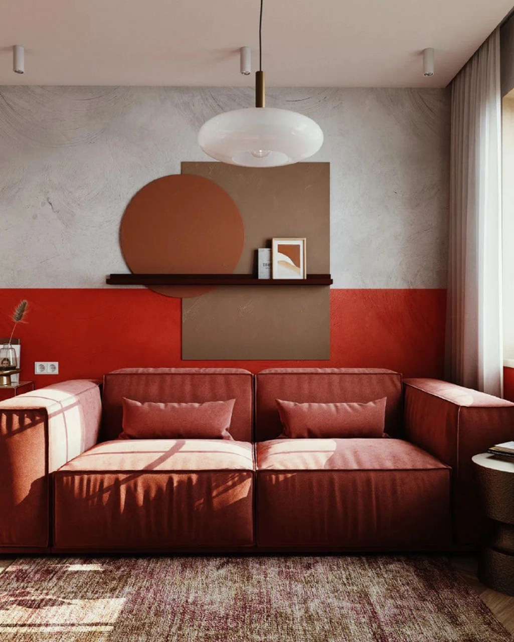 红色与红色的交融,哑光灰与白色将红色的热情迸发进行调和,可延伸设计