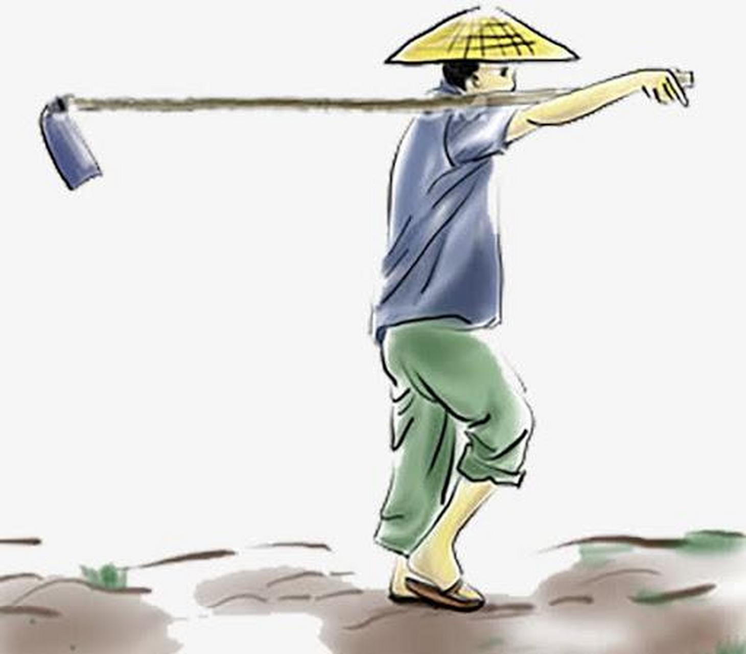 古时,一位农民在田里劳作,打跑了一只偷吃东西的狐狸.