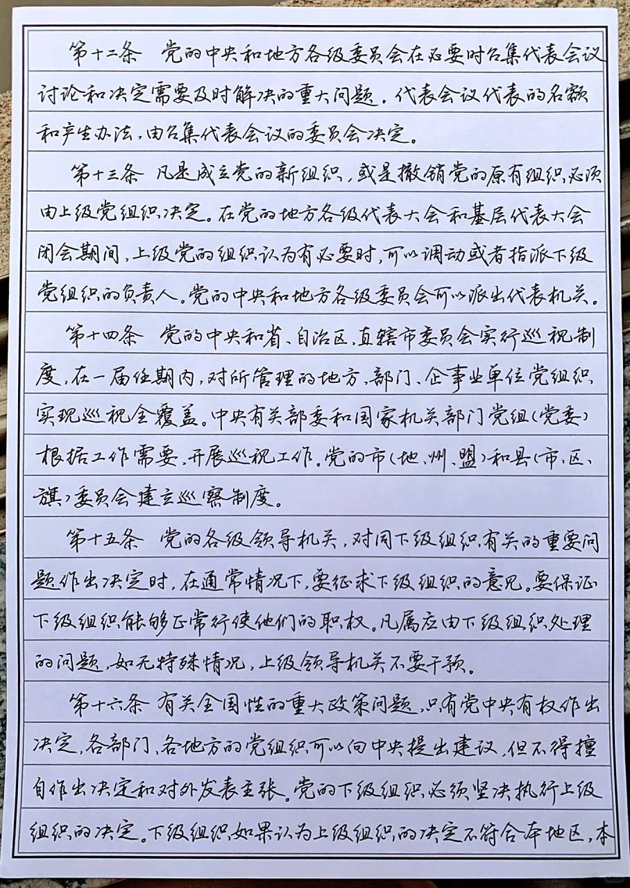 久违的荆霄鹏手写行楷之老党员抄党章分享!