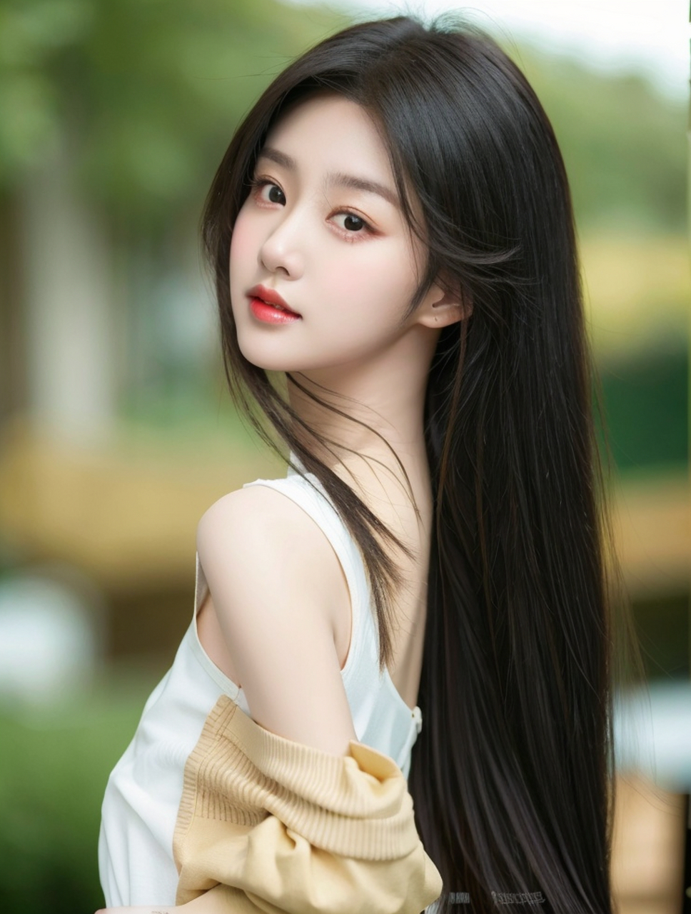 侧颜回眸,白净气质美少女人像摄影高清壁纸 #美女# #养眼美女