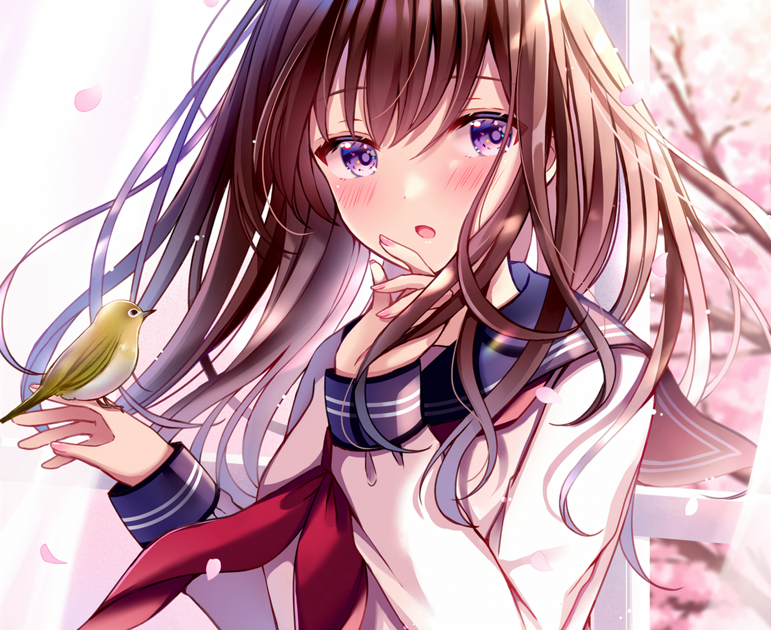 动漫# #锁屏# 万壑泉声松外去,数行秋色雁边来.