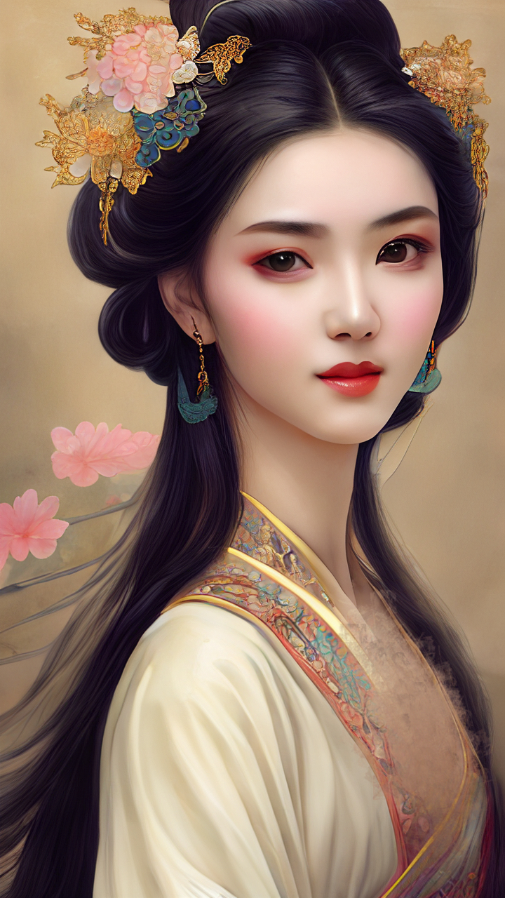 这是用百度ai绘图画的四幅汉服美女图,百度文心一格看起来更适合画