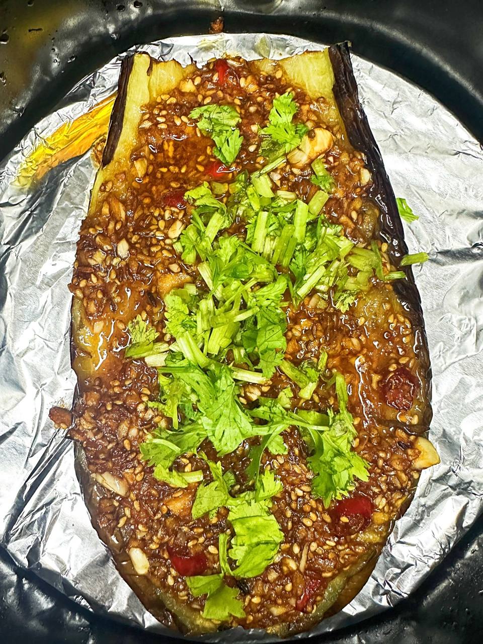 三伏天不开火挑战,烧烤店同款锡纸烤茄子  东北烧烤必备蒜蓉烤茄子