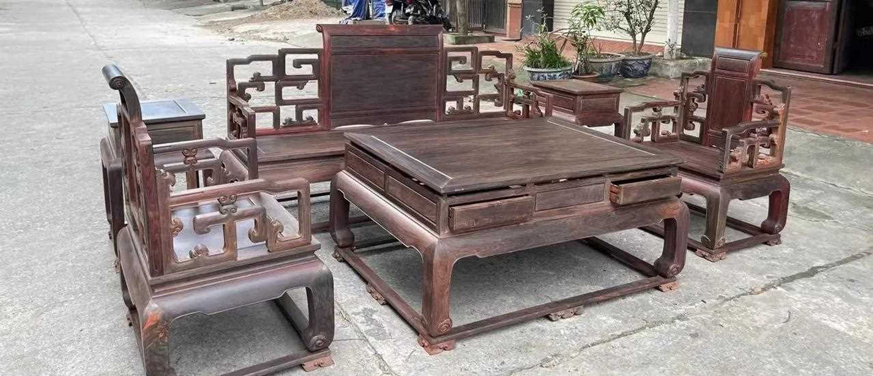 精品老料大红酸枝(交趾黄檀)六件套沙发长沙发195*55*112短沙发72*55*