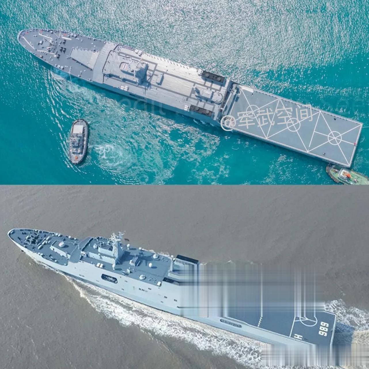 中泰两国071型两栖船坞登陆舰正面对比图.