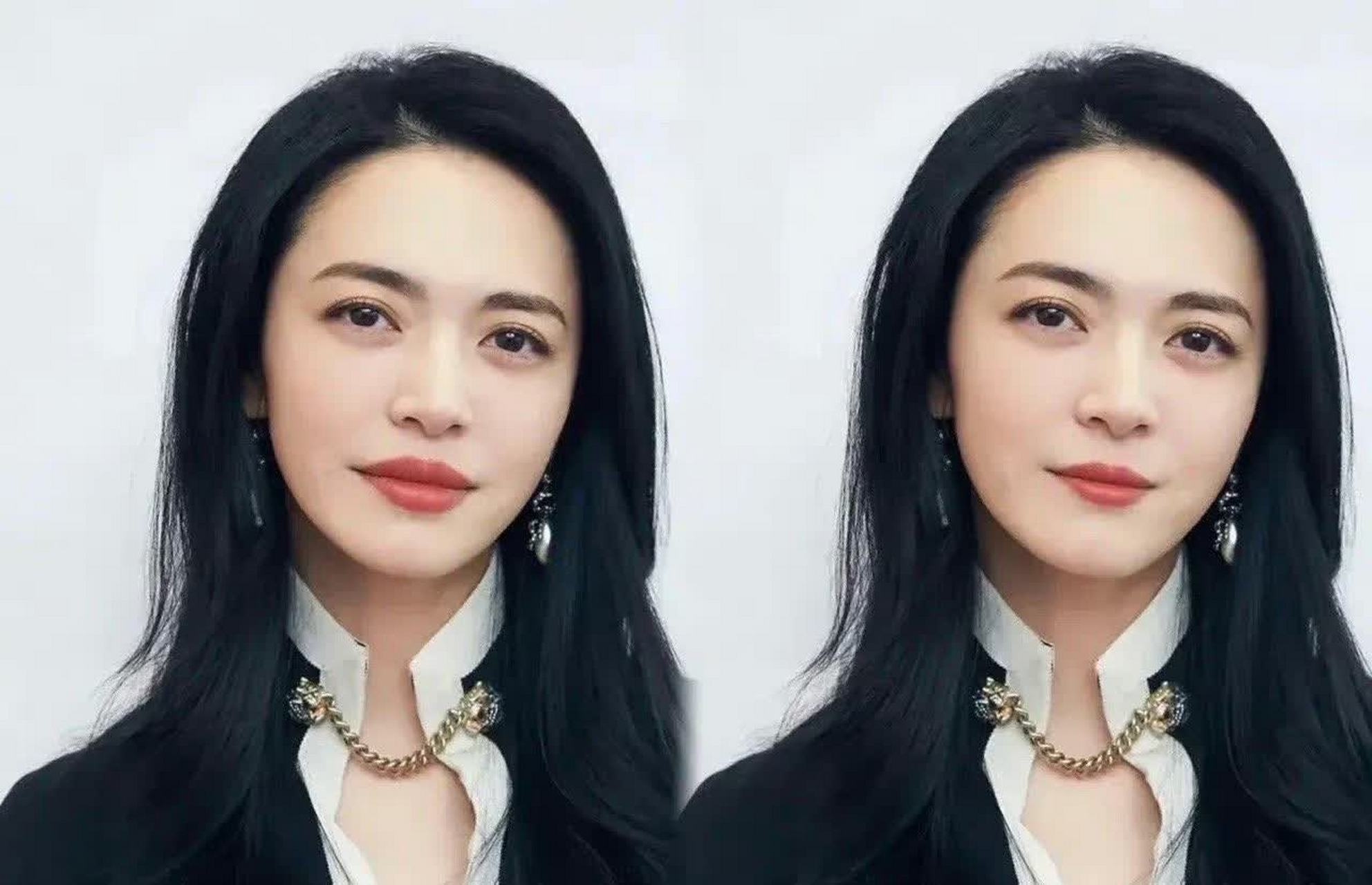 姚晨嘴巴小点会不会更好看? 看网友p图的对比效果.  ?