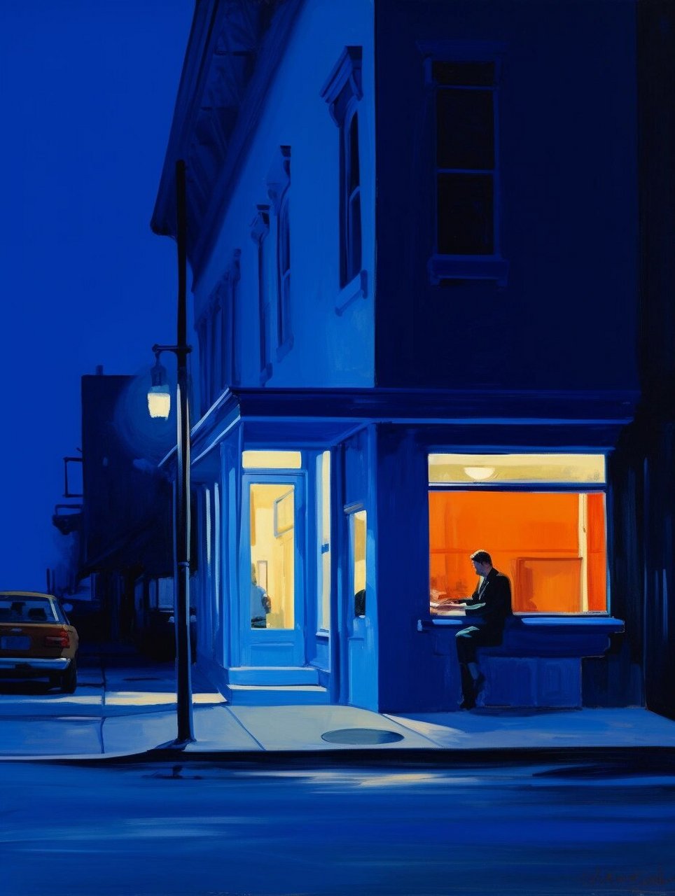 克莱因蓝的夏夜  | 当霍普走进这抹蓝93  爱德华·霍普的画作中