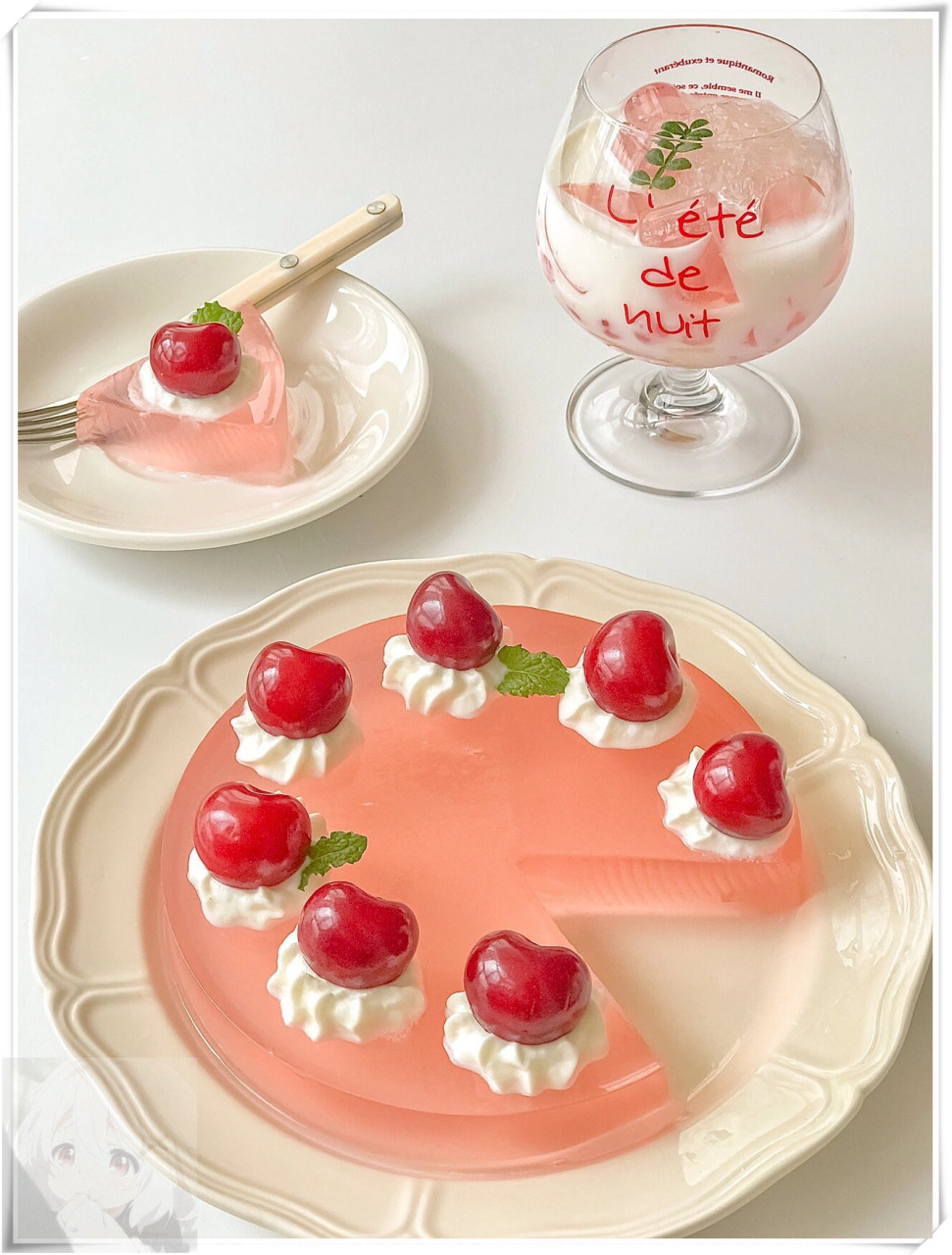 【夏日浪漫甜品|梦幻水晶蜜桃果冻蛋糕】  粉嫩嫩的小公主蛋糕,冰冰凉