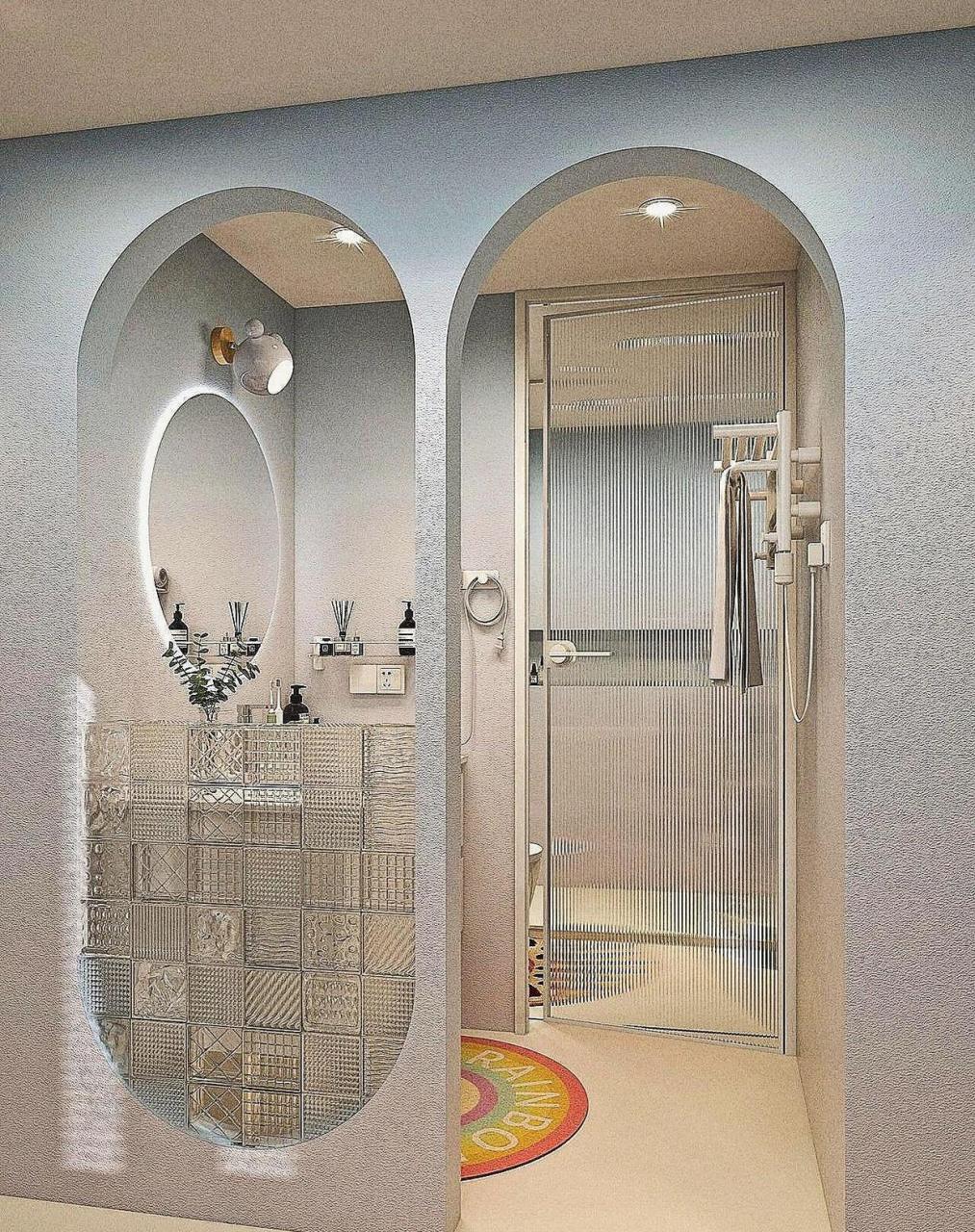 卫生间干区半墙设计简约又实用 1234你们喜欢哪一款?