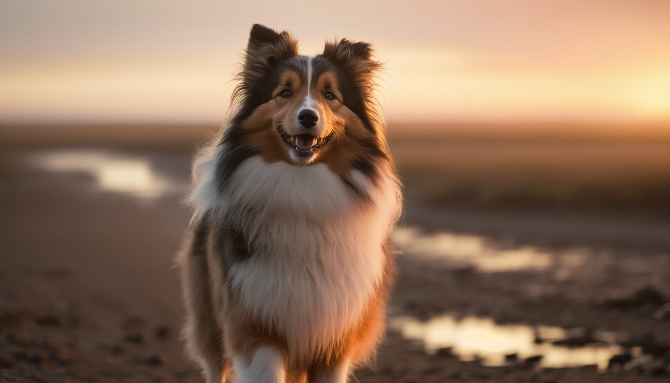在草原上,喜乐蒂牧羊犬穿过茂密的青草,它优雅的身姿仿佛随风起舞.