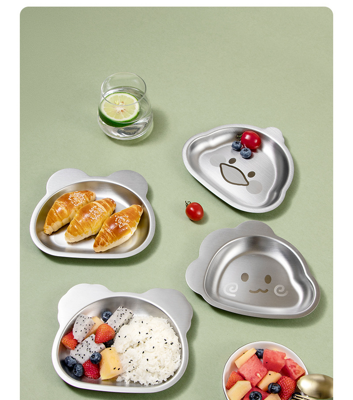 304不锈钢可爱卡通餐盘,儿童幼儿园吃饭盘,防摔食品级辅食盘子骨碟