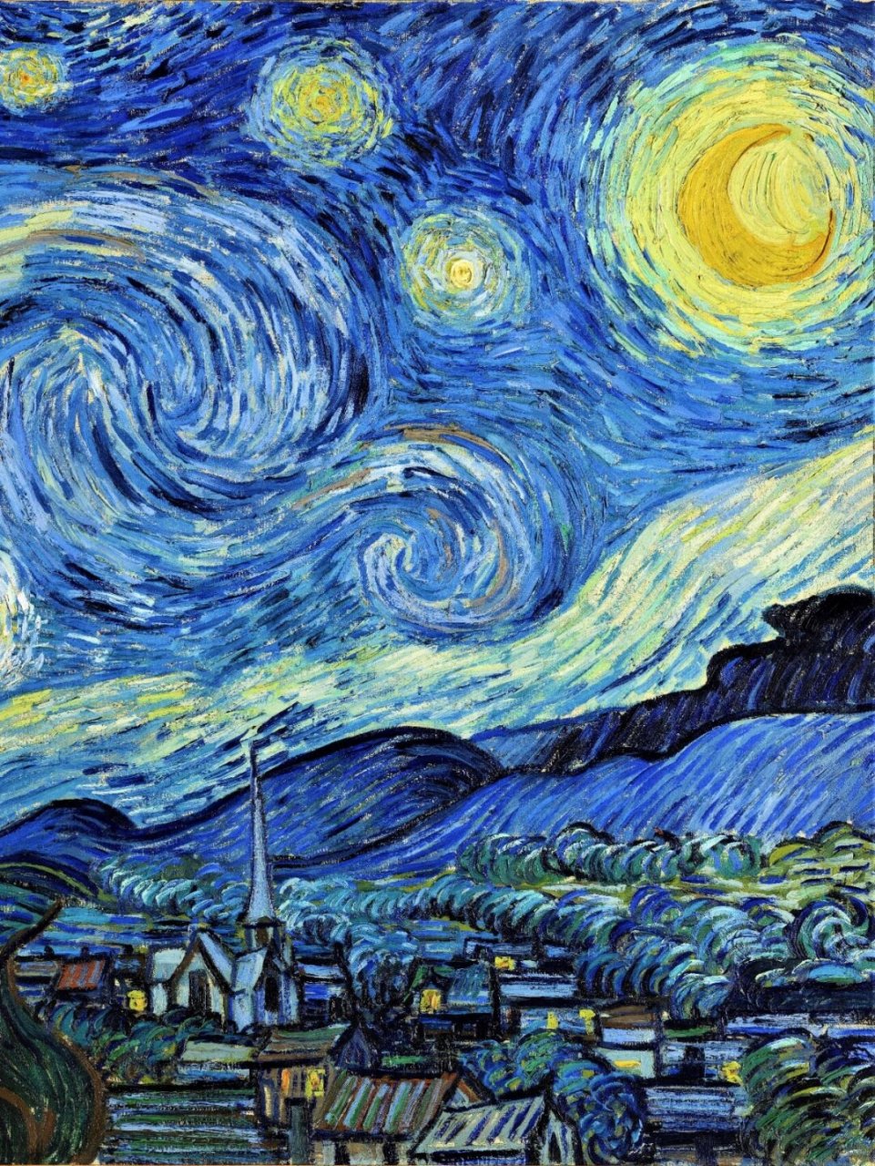 一幅世界名画——《星月夜》  作品名称:星月夜  艺术家:文森特·梵高