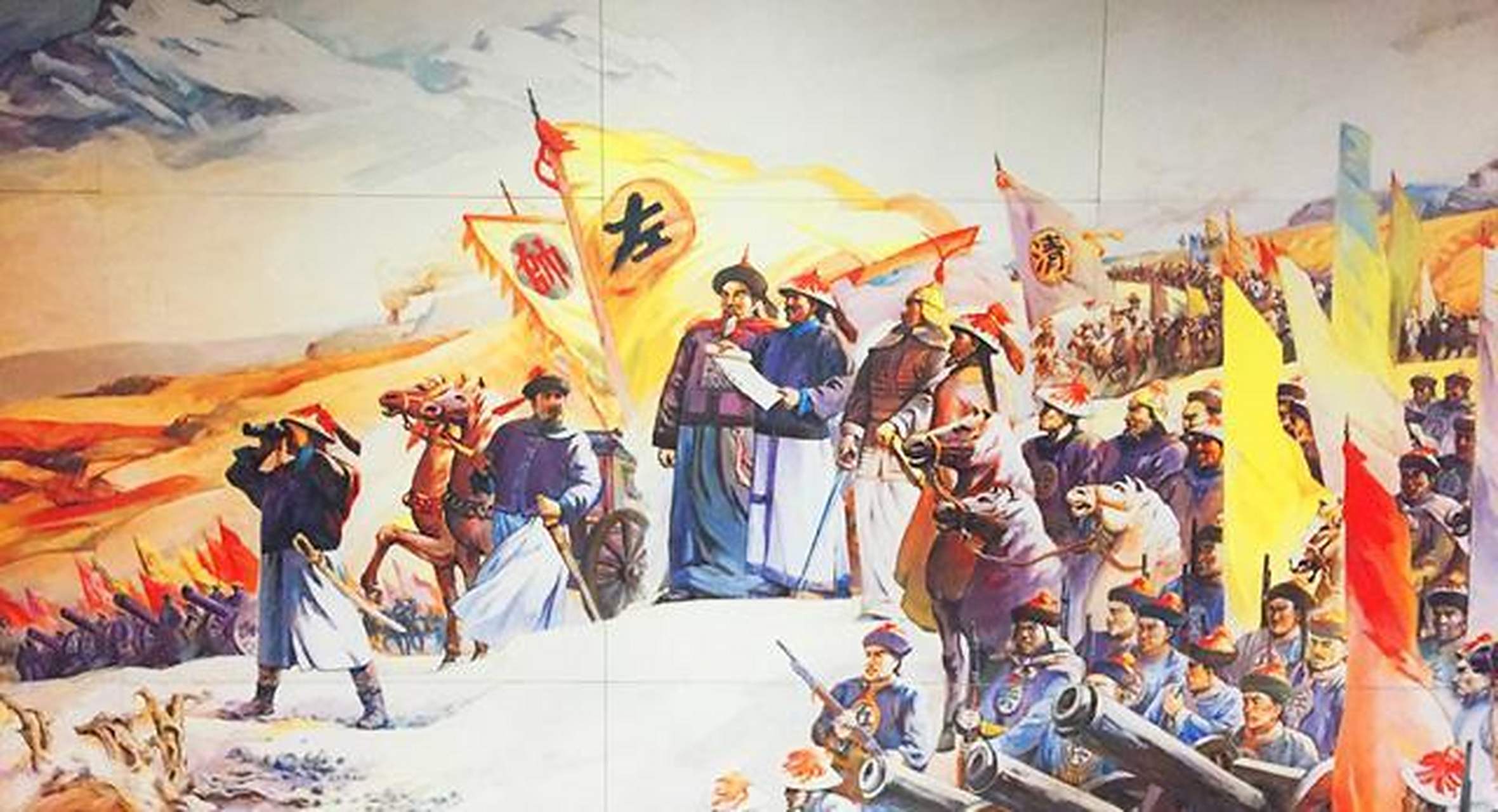 左宗棠在西征期间,曾抬着棺材进入玉门关,以表达其收复新疆之决心.